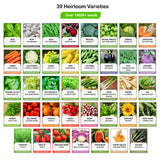 Heirloom Vegetable Seeds Survival Garden Kit - Over 18,000 Seeds for Planting Vegetables, Fruits & Herbs, 39 Heirloom Varieties, High Germination rates - 100% Non-GMO, Survival Seed Vault